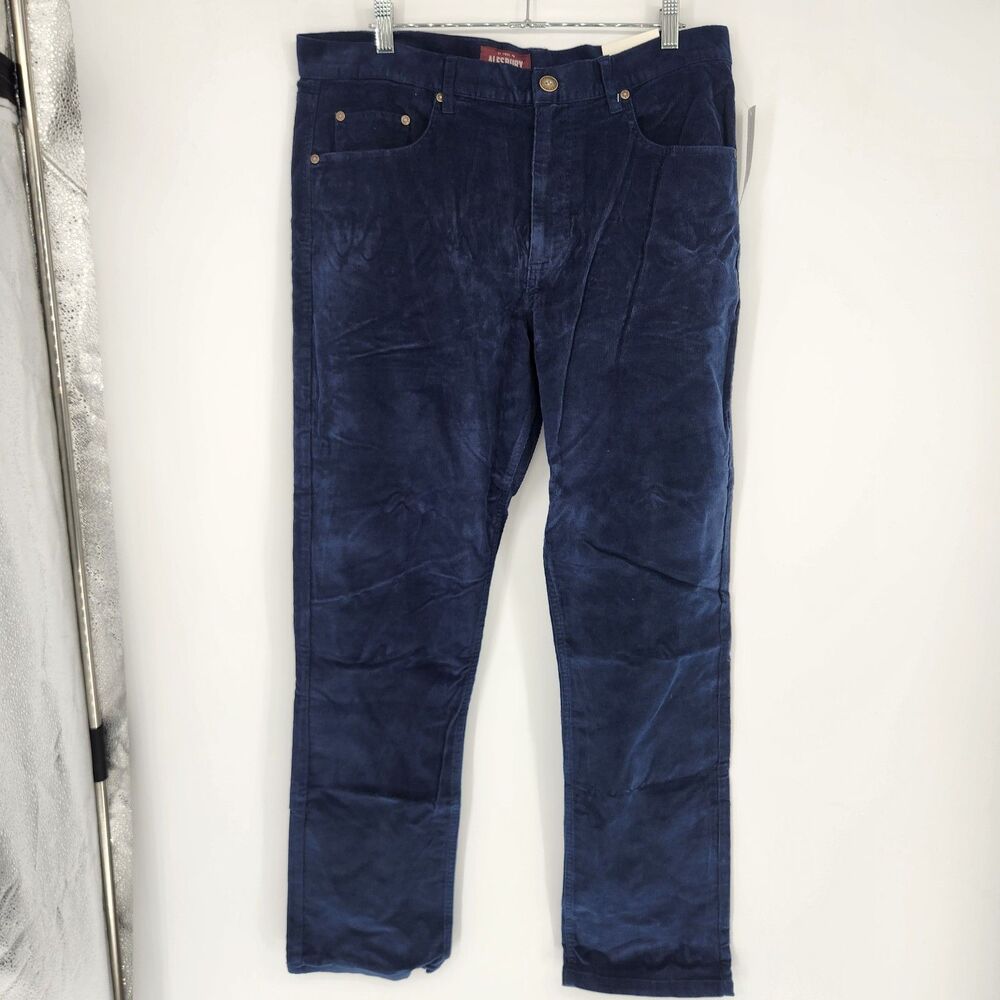 Alesbury Men's 35X32 Navy Blue Corduroy 5 Pocket Straight Leg Pants NWT